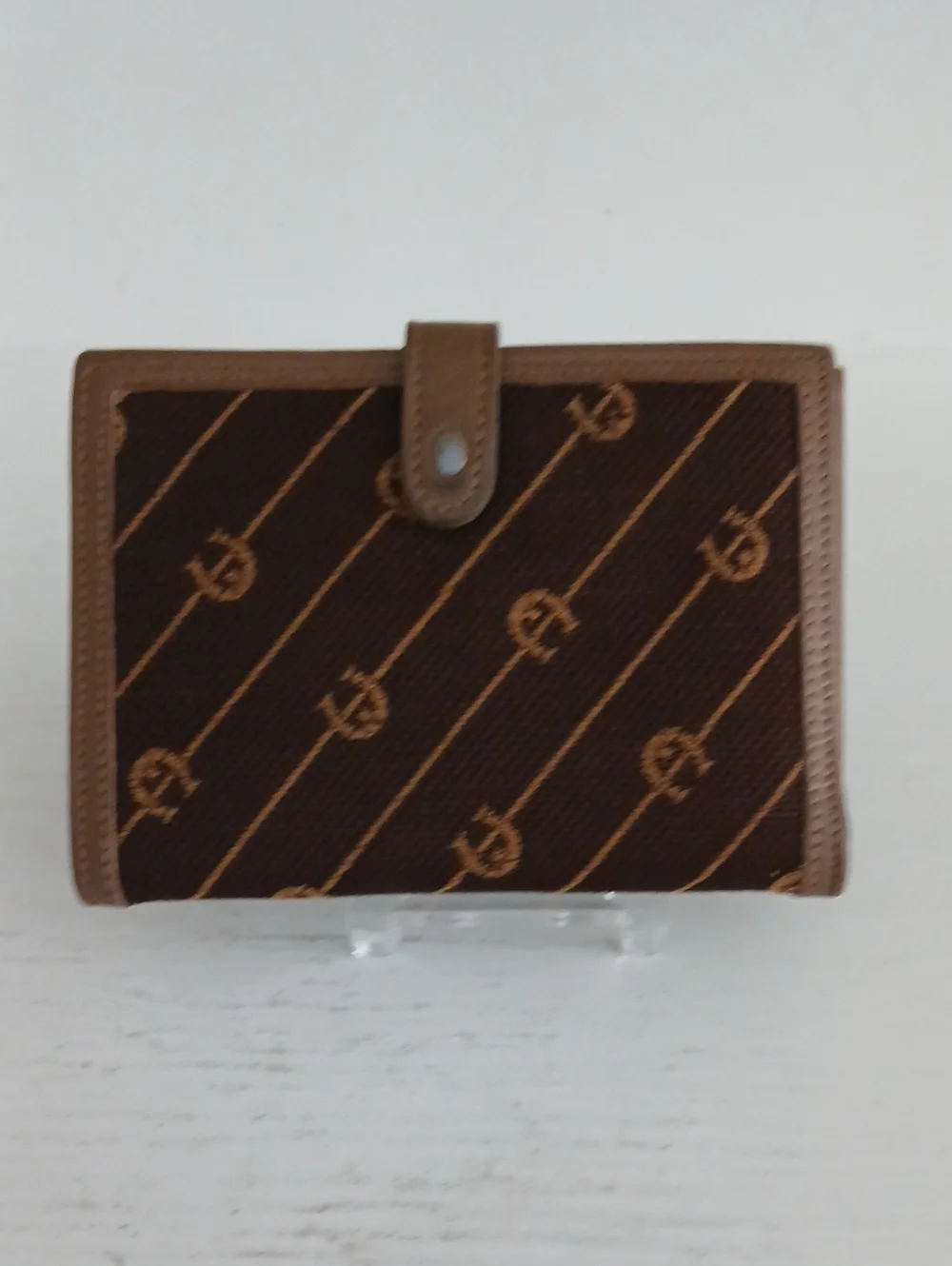 Etienne Aigner Vintage Monogram Canvas Bifold Wallet in Brown and Tan